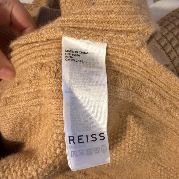 REISS - Tan Cable Knit Wool Sweater (Size L) - Picture 5 of 6